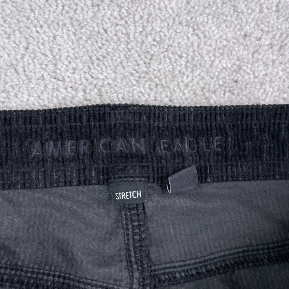 American Eagle Pants Womens 10 Black Corduroy High Rise Baggy Wide Leg Cargo - Picture 6 of 16